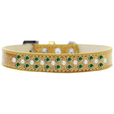UNCONDITIONAL LOVE Sprinkles Ice Cream Pearl & Emerald Green Crystals Dog CollarGold Size 14 UN797352